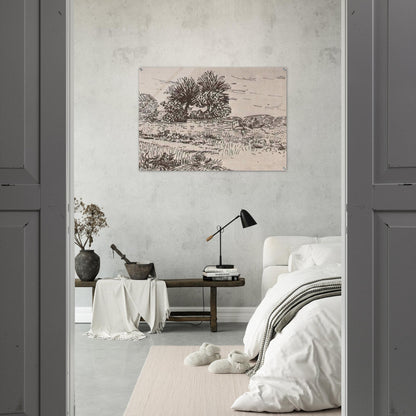 Landscape with the Wall of a Farm - Vincent van Gogh Acrylic Print - 70x100 cm / 28x40″ inches