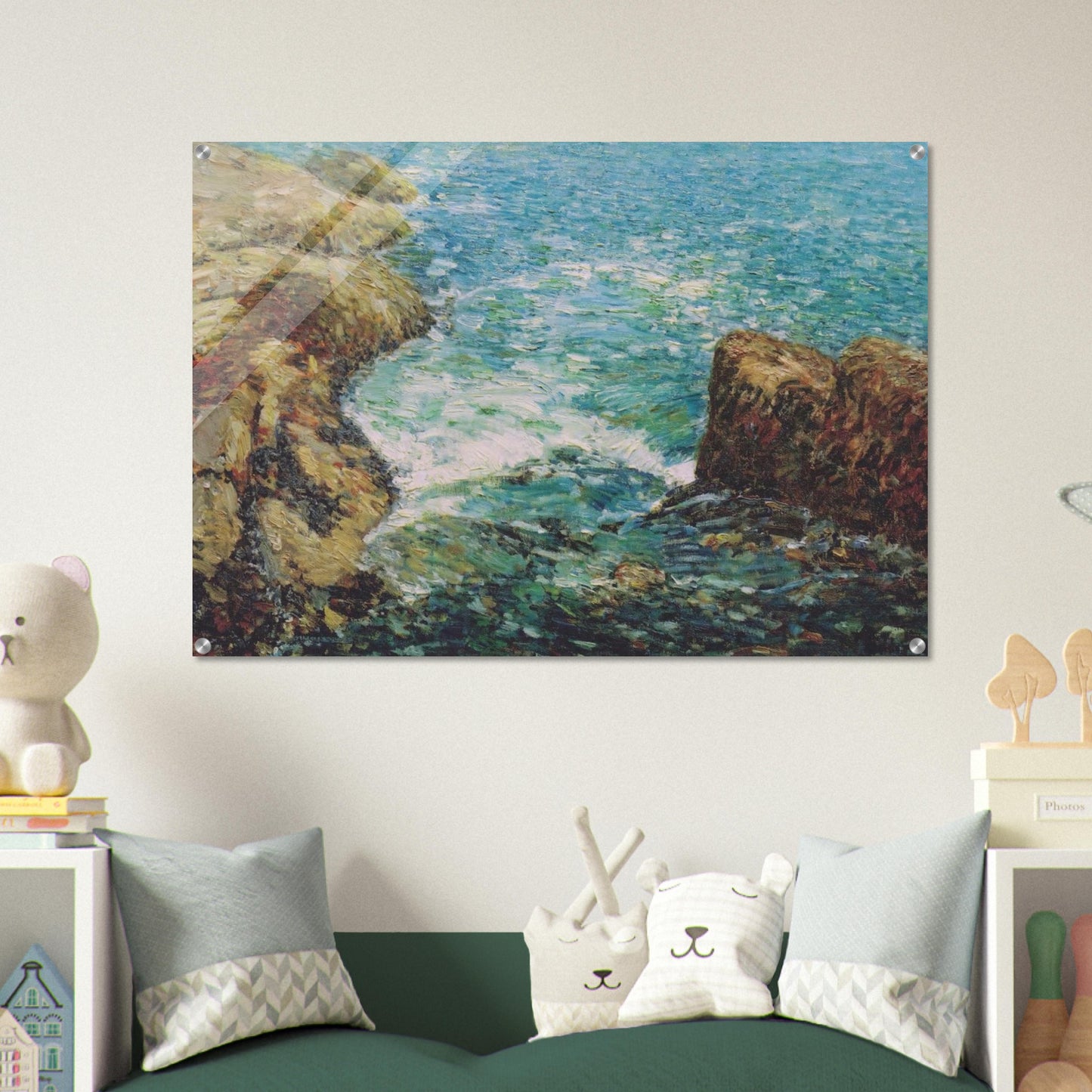 Surf and Rocks - Childe Hassam Acrylic Print - 70x100 cm / 28x40″ inches