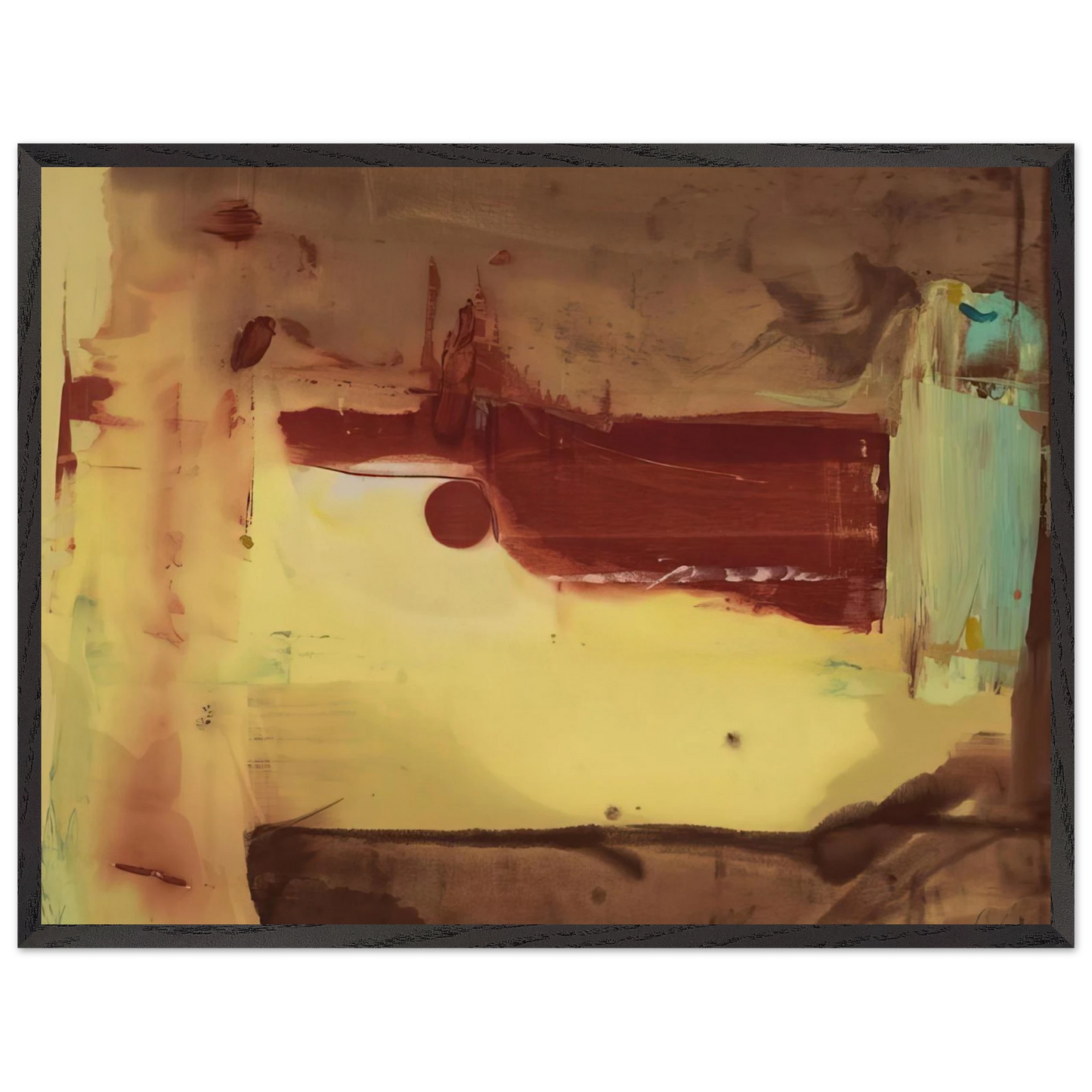 Helen Frankenthaler - Desert Pass - 1976 Wall art - 28x43  cm / XL (11x17 inches) - Premium Wooden Framed Poster With Fine Art Paper - Wood frame