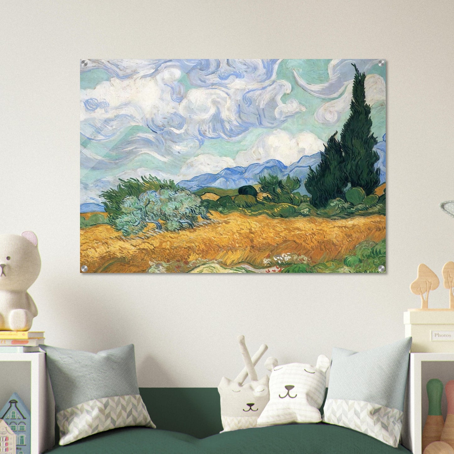 Wheatfield with cypress tree - Vincent van Gogh Acrylic Print - 70x100 cm / 28x40″ inches