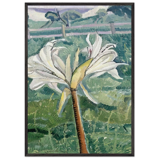 Lily growing in a field by the sea - 1927 - Grace Cossington Smith Framed Art Print – Black Wooden Frame - Default Title - -Framed Art Print
