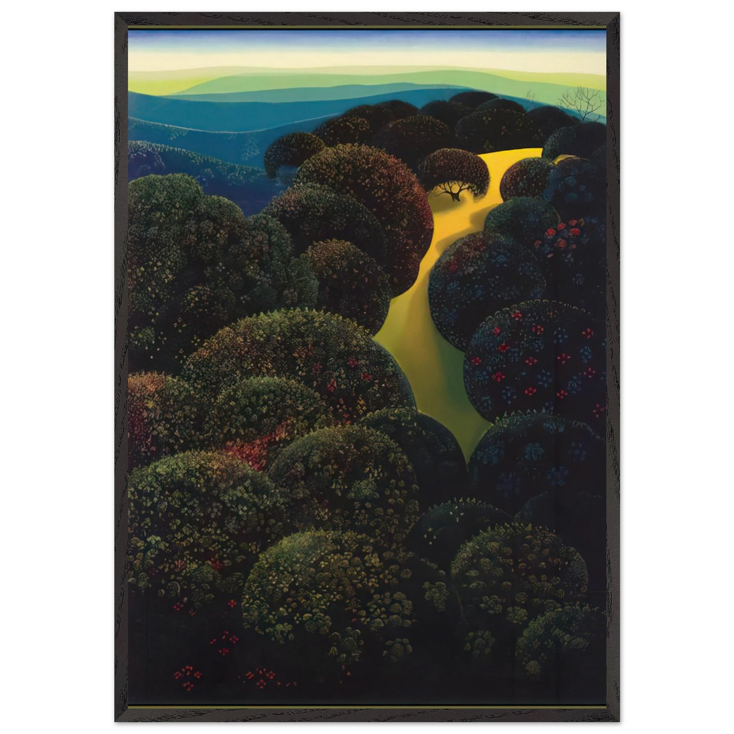 Hidden Pasture - Eyvind Earle Framed Art Print – Black Wooden Frame - Default Title - -Framed Art Print