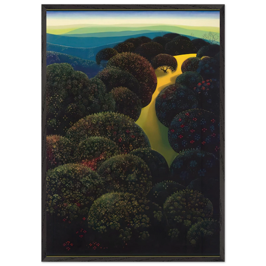 Hidden Pasture - Eyvind Earle Framed Art Print – Black Wooden Frame - Default Title - -Framed Art Print