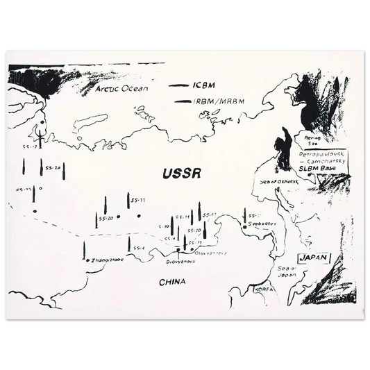 Andy Warhol - Map of Eastern U.S.S.R. Missile Bases Fine Art Poster - 13x18 cm / 5x7 inches