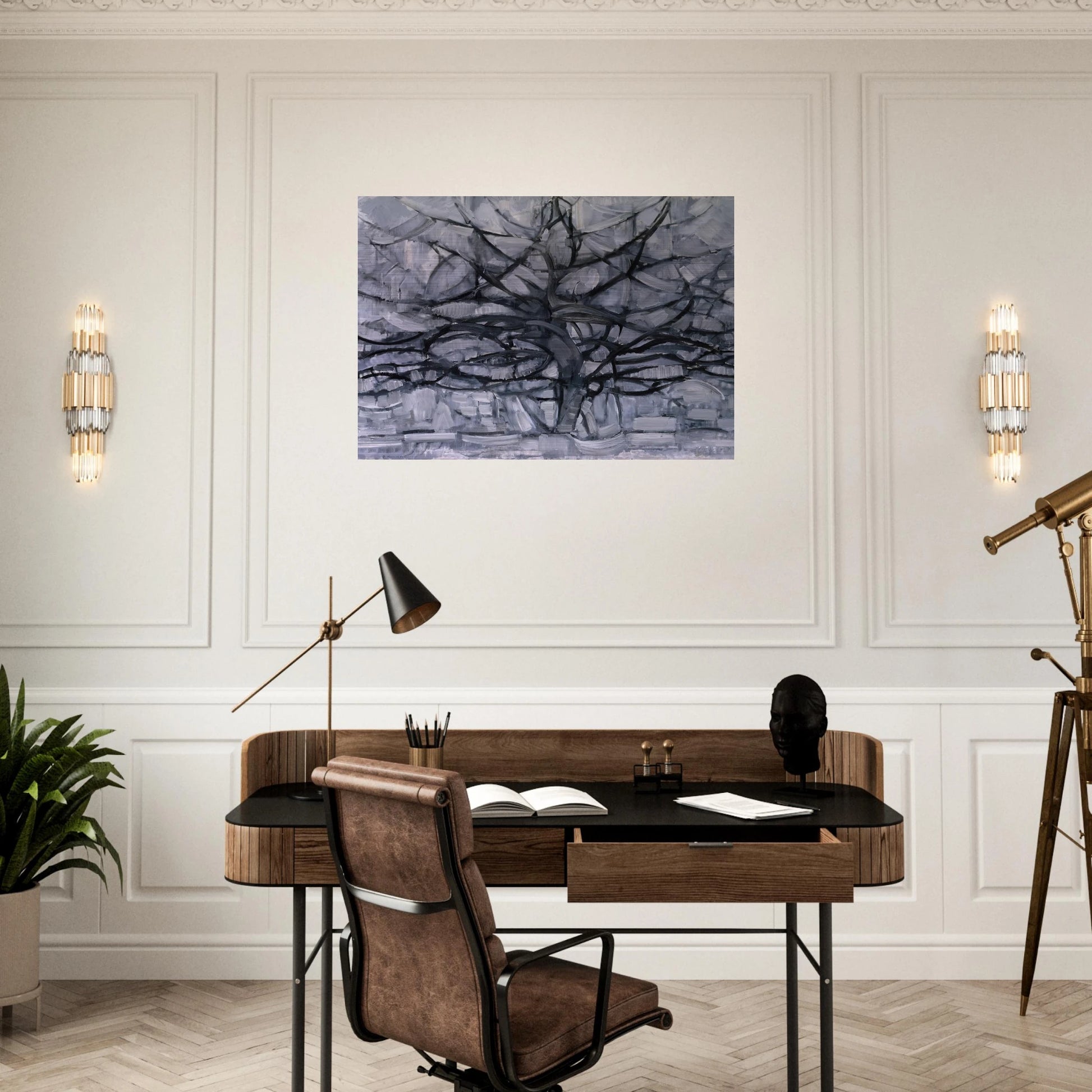 The Gray Tree - Piet Mondrian Brushed Aluminum Print - 70x100 cm / 28x40 inches | Piet Mondrian Aluminum Print | Piet Mondrian Prints