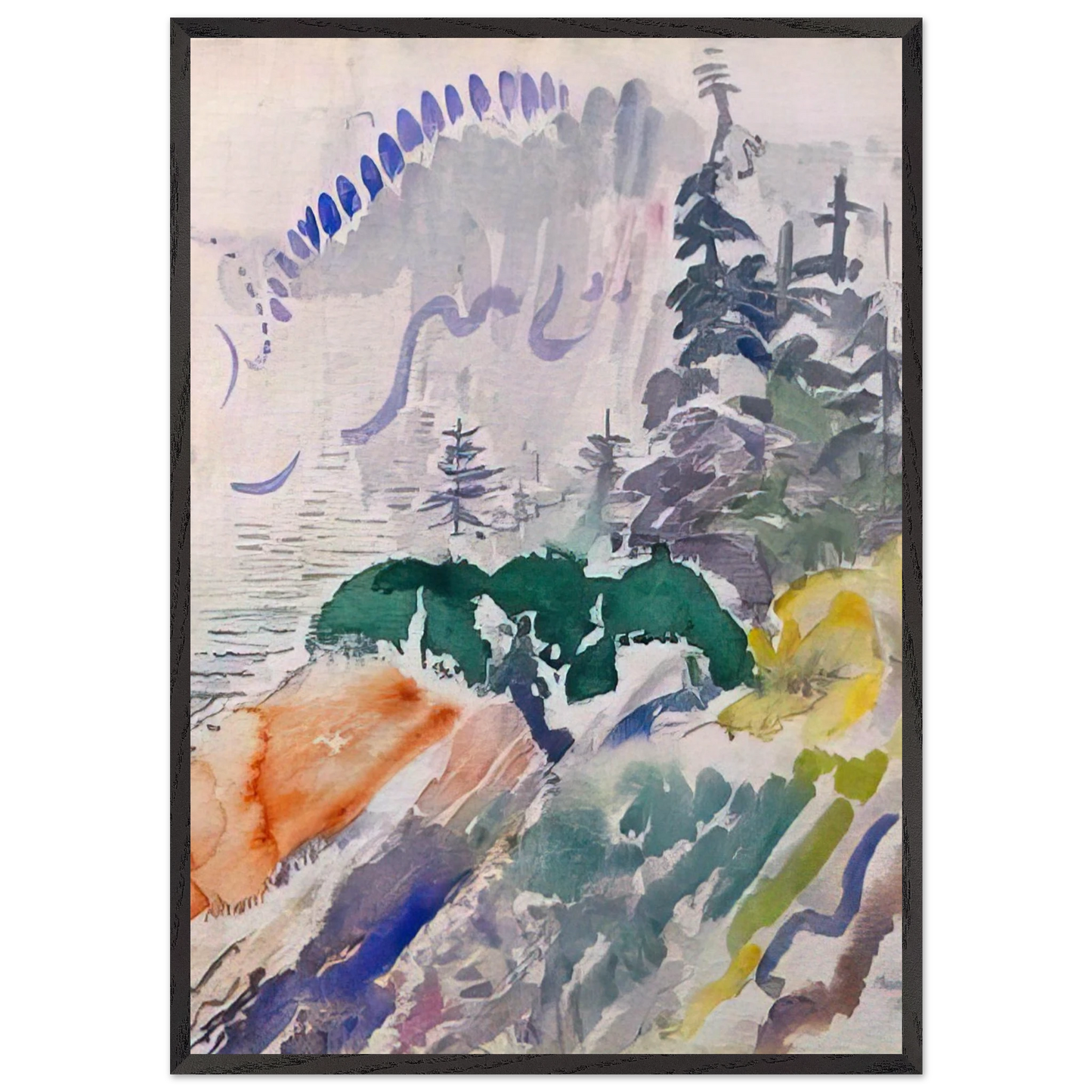 Marin Island - 1914 - John Marin 70x100 cm / 28x40 inches Framed Art Print – Black Wooden Frame