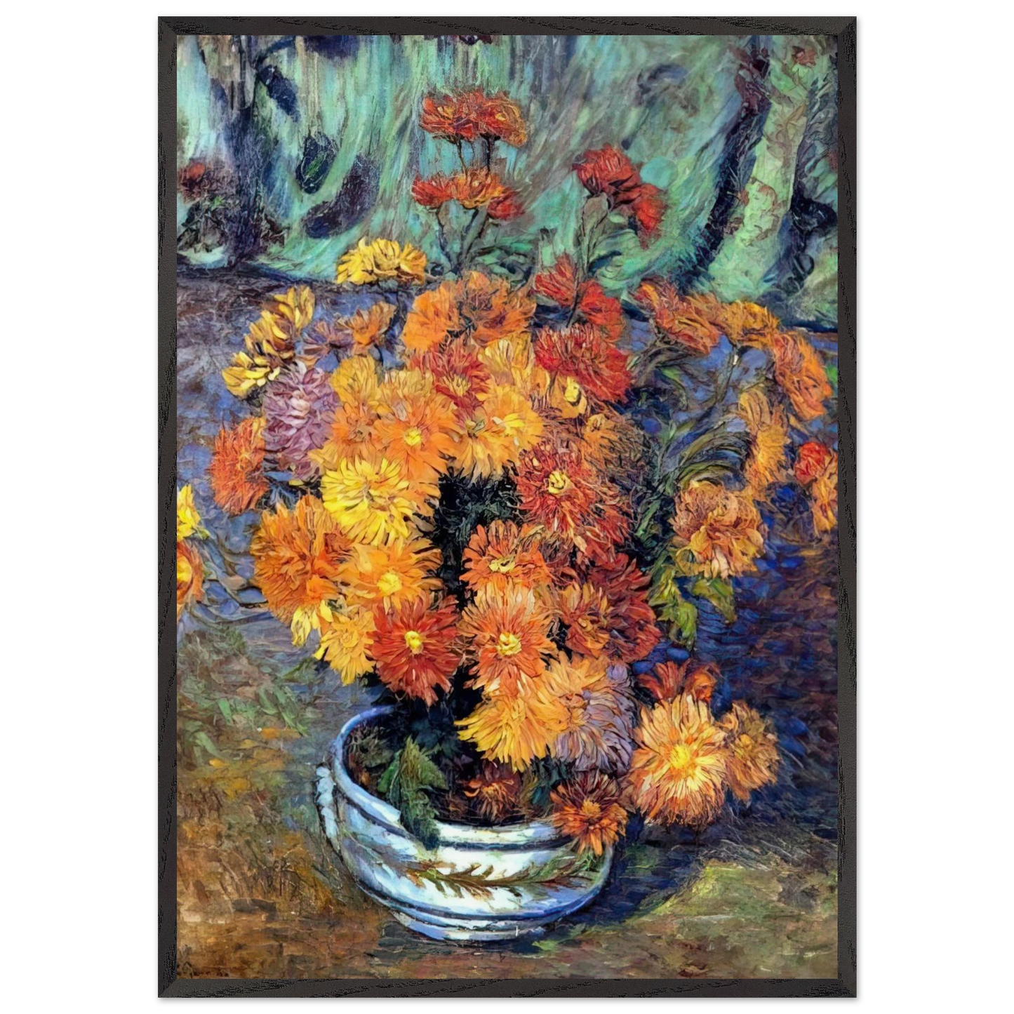 Vase de chrysanthemes - 1885 - Armand Guillaumin Framed Art Print – Black Wooden Frame - Default Title - -Framed Art Print