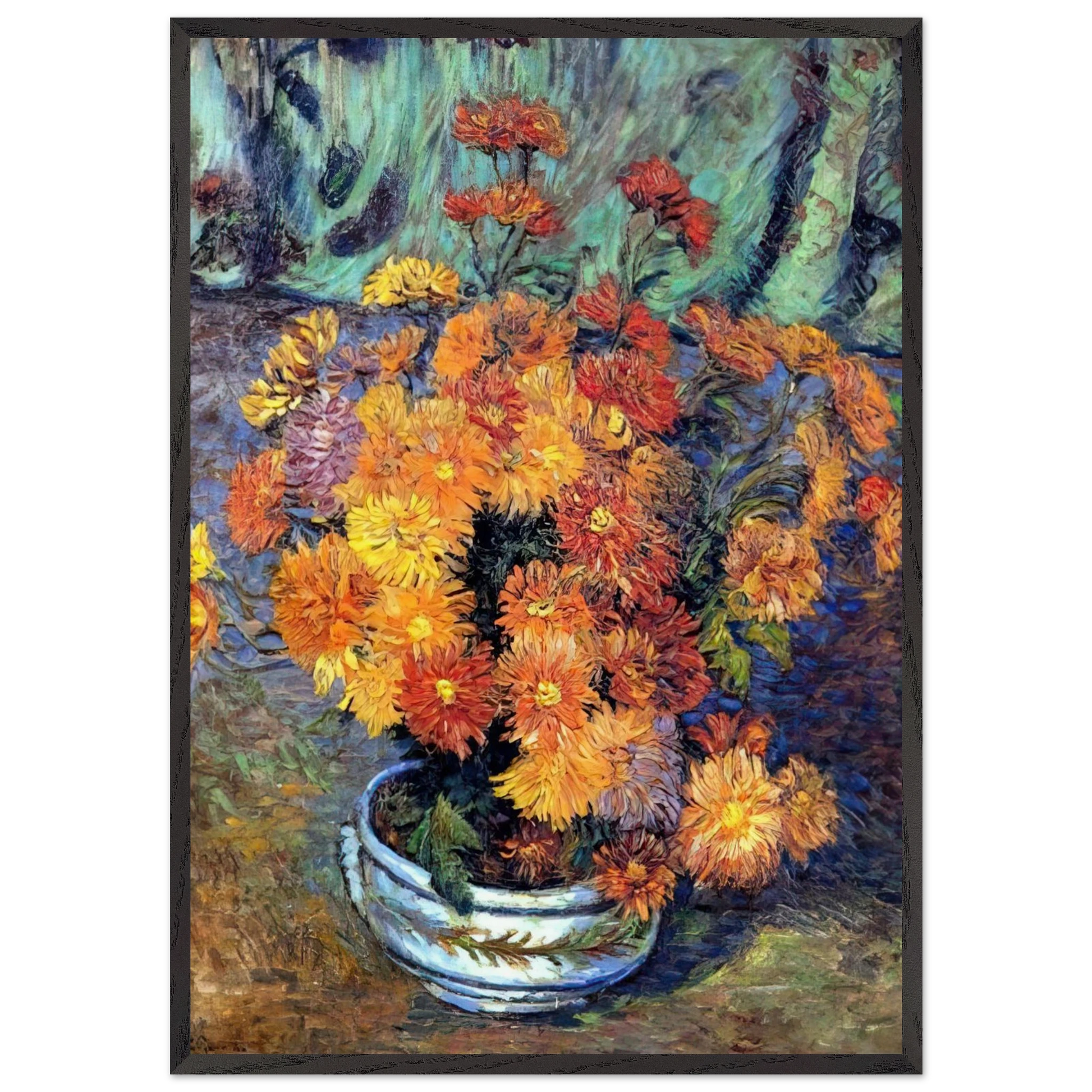 Vase de chrysanthemes - 1885 - Armand Guillaumin Framed Art Print – Black Wooden Frame - Default Title - -Framed Art Print