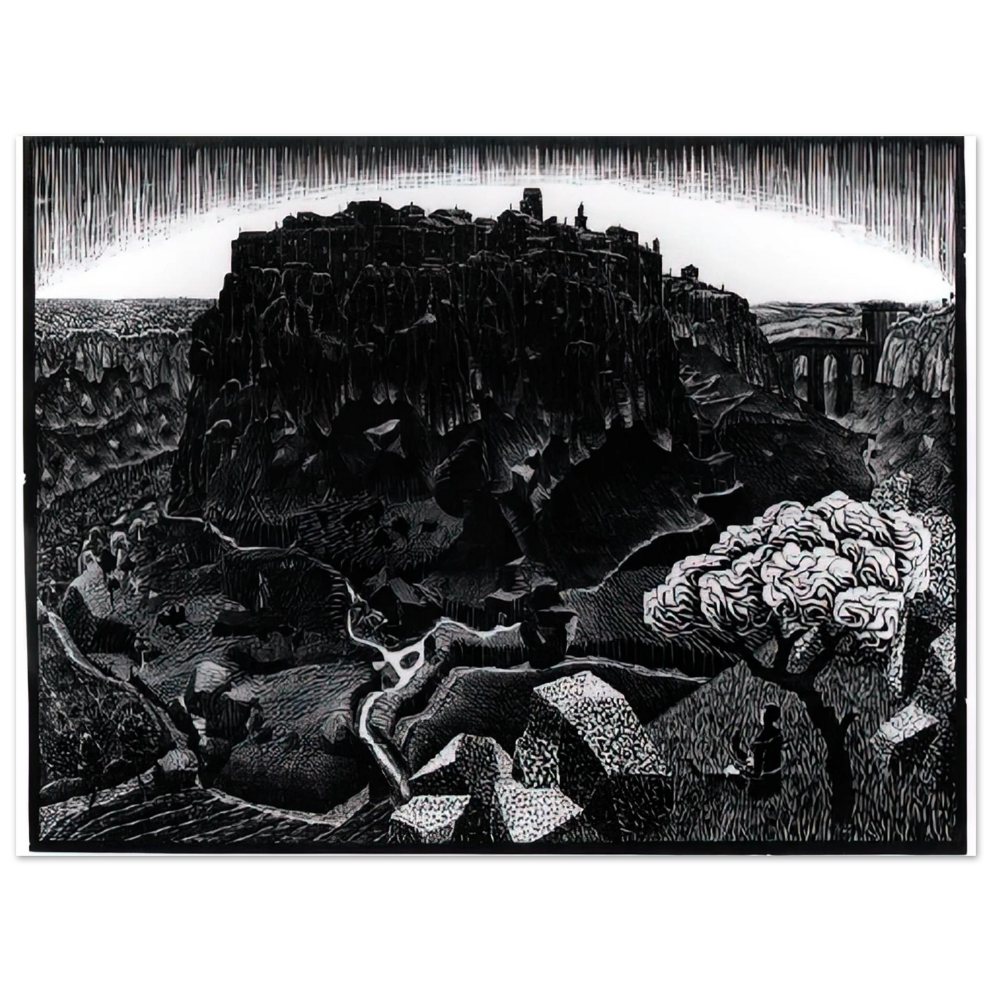 MC Escher - VITORCHIANO NEL CIMINO Wall Art - 21x29.7 cm / 8x12" - Fine Art Poster - -