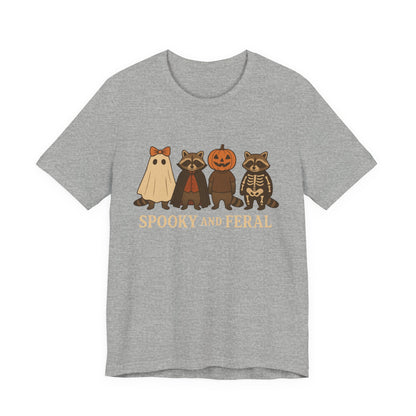 Spooky Raccoon Shirt, Funny Halloween Graphic Tee, Cute Vintage Fall T-Shirt, Trendy Womens Halloween Shirt, Feral Raccoon Tee