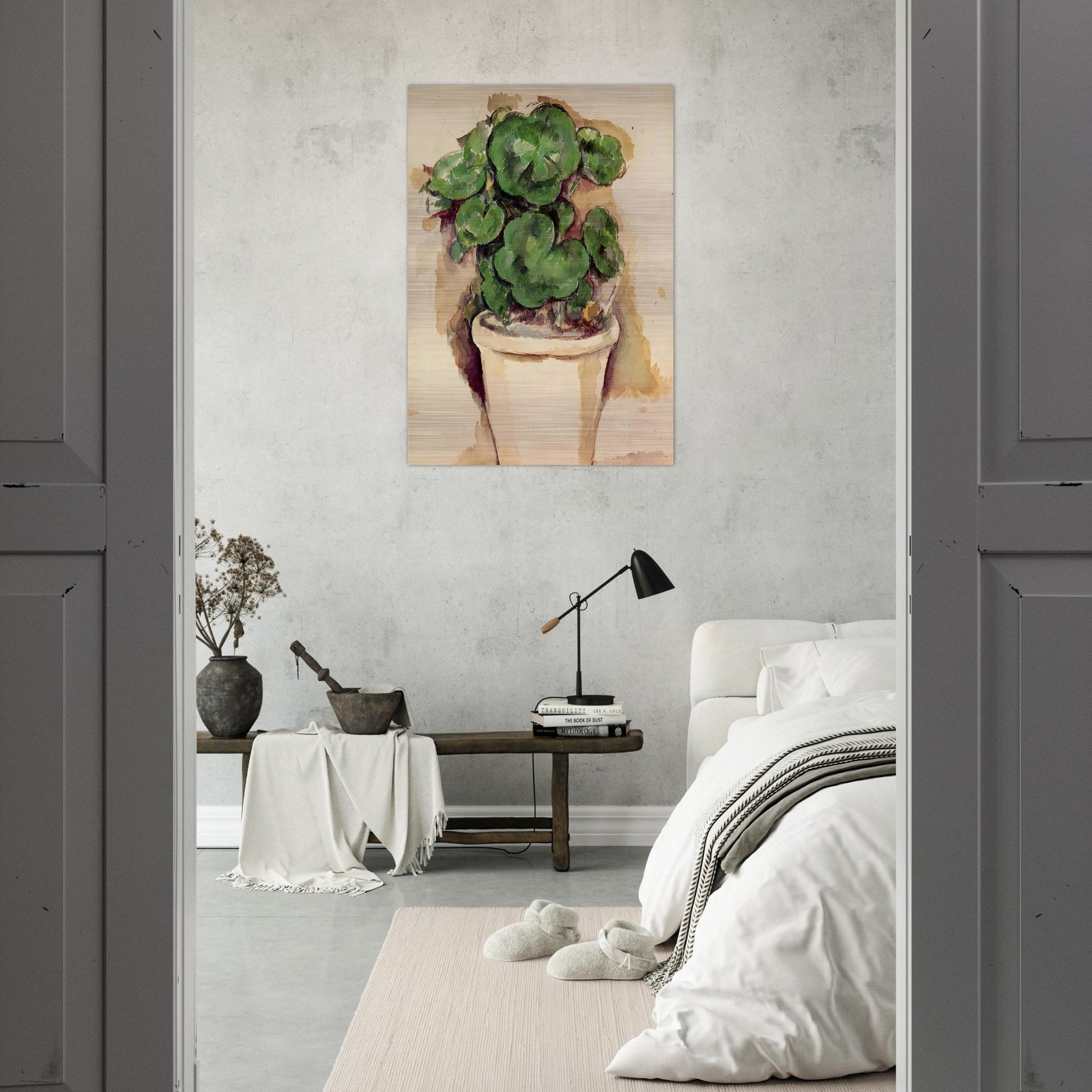 Pot of Geraniums - Paul Cézanne Brushed Aluminum Print - 70x100 cm / 28x40 inches | Paul Cézanne Aluminum Print | Paul Cézanne Prints