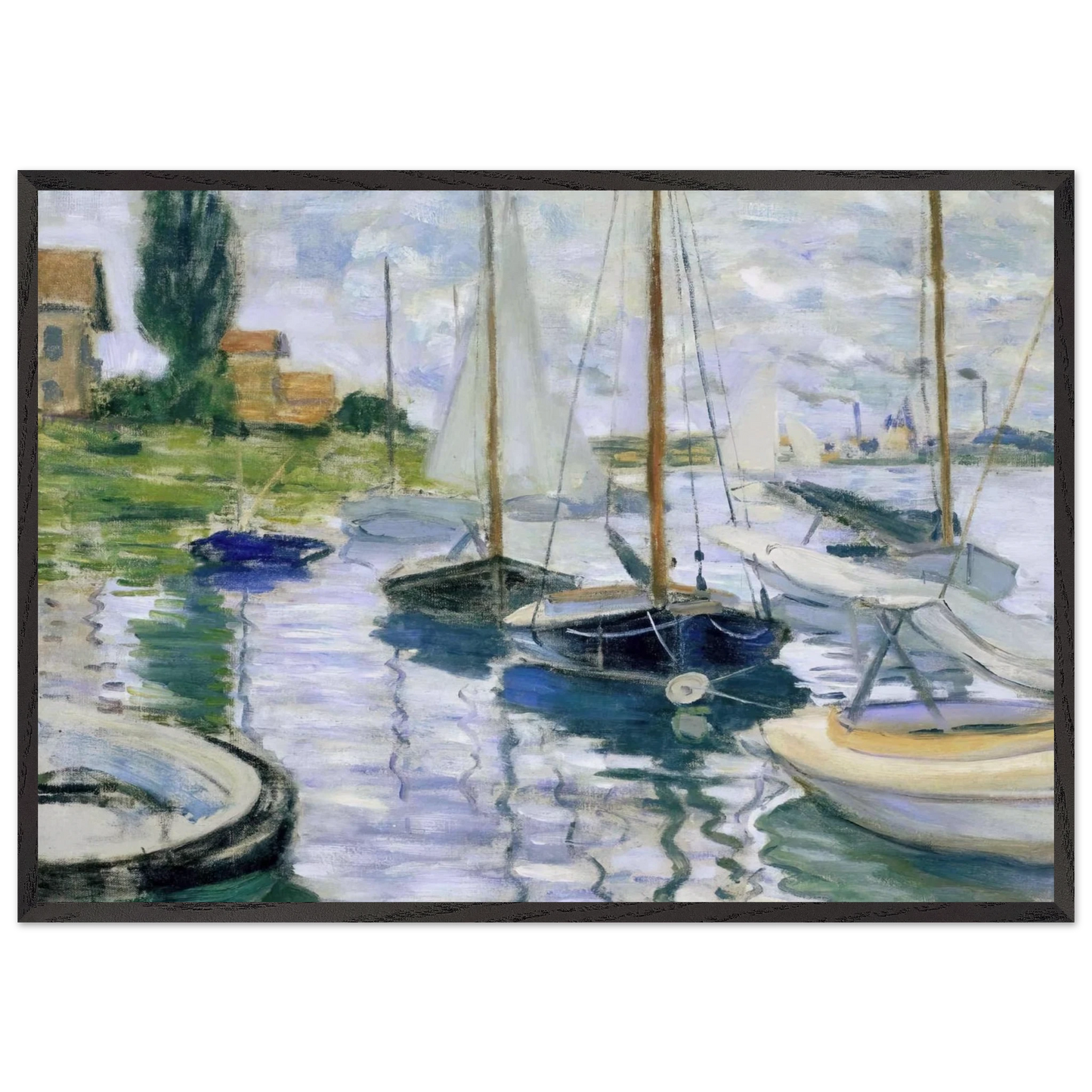 Boats at rest at Petit-Gennevilliers - claude monet Framed Art Print – Black Wooden Frame - Default Title - -Framed Art Print