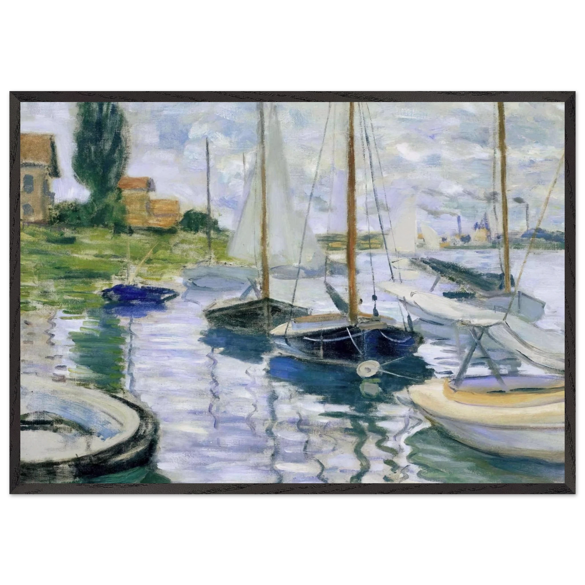 Boats at rest at Petit-Gennevilliers - claude monet Framed Art Print – Black Wooden Frame - Default Title - -Framed Art Print