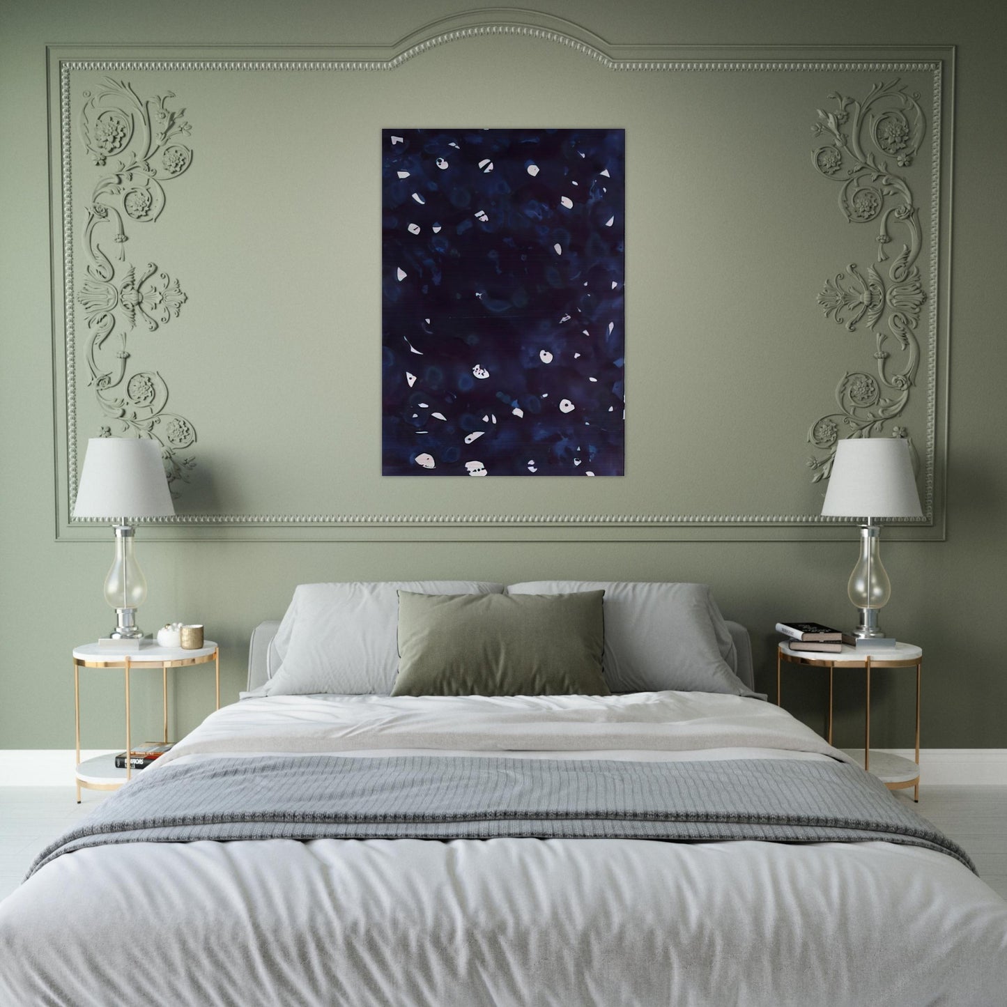 Untitled  Dark Blue-Green  - Sam Francis Brushed Aluminum Print - 70x100 cm / 28x40 inches | Sam Francis Aluminum Print | Sam Francis Prints