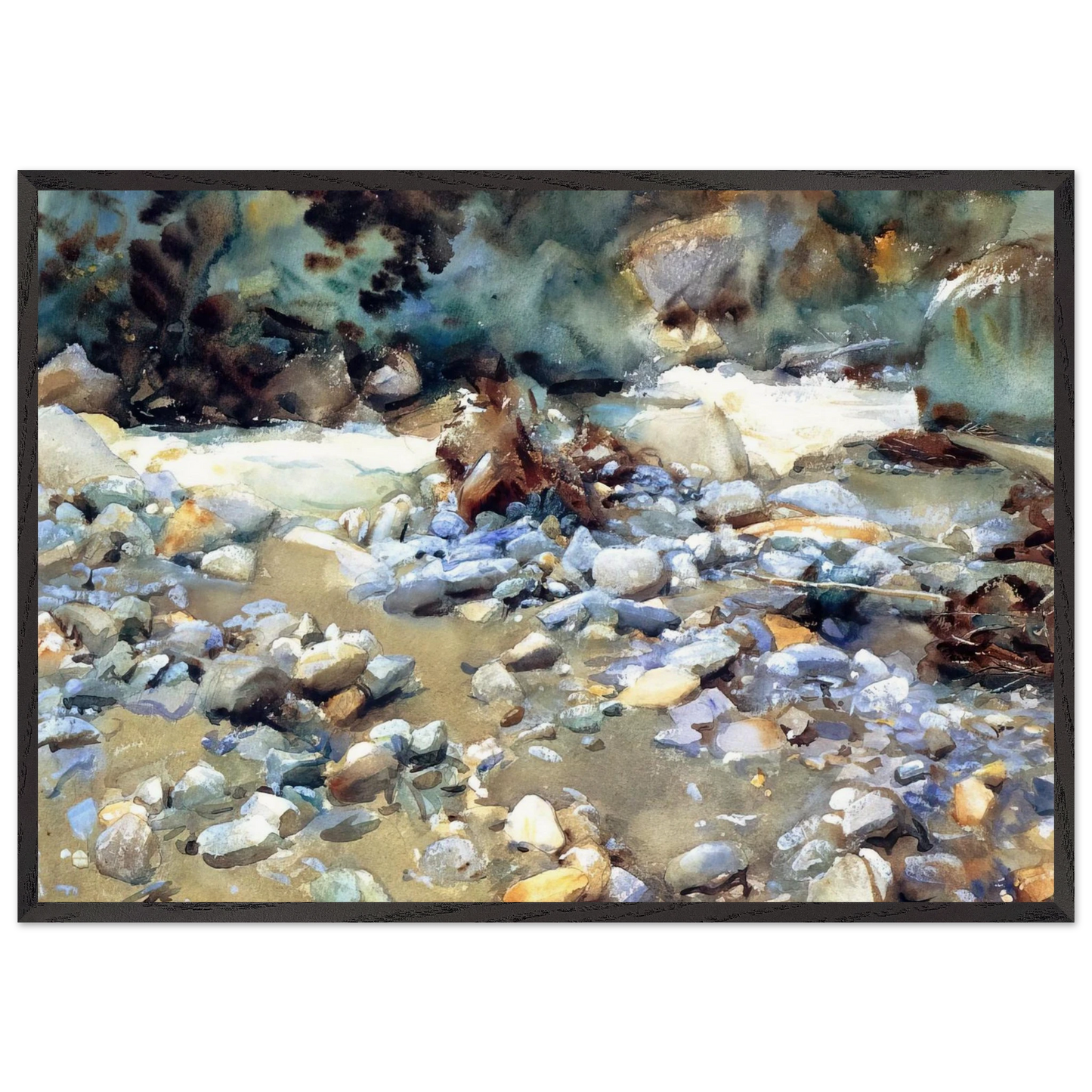 Purtud Bed of a Glacier Torrent - John Singer Sargent Framed Art Print – Black Wooden Frame - Default Title - -Framed Art Print