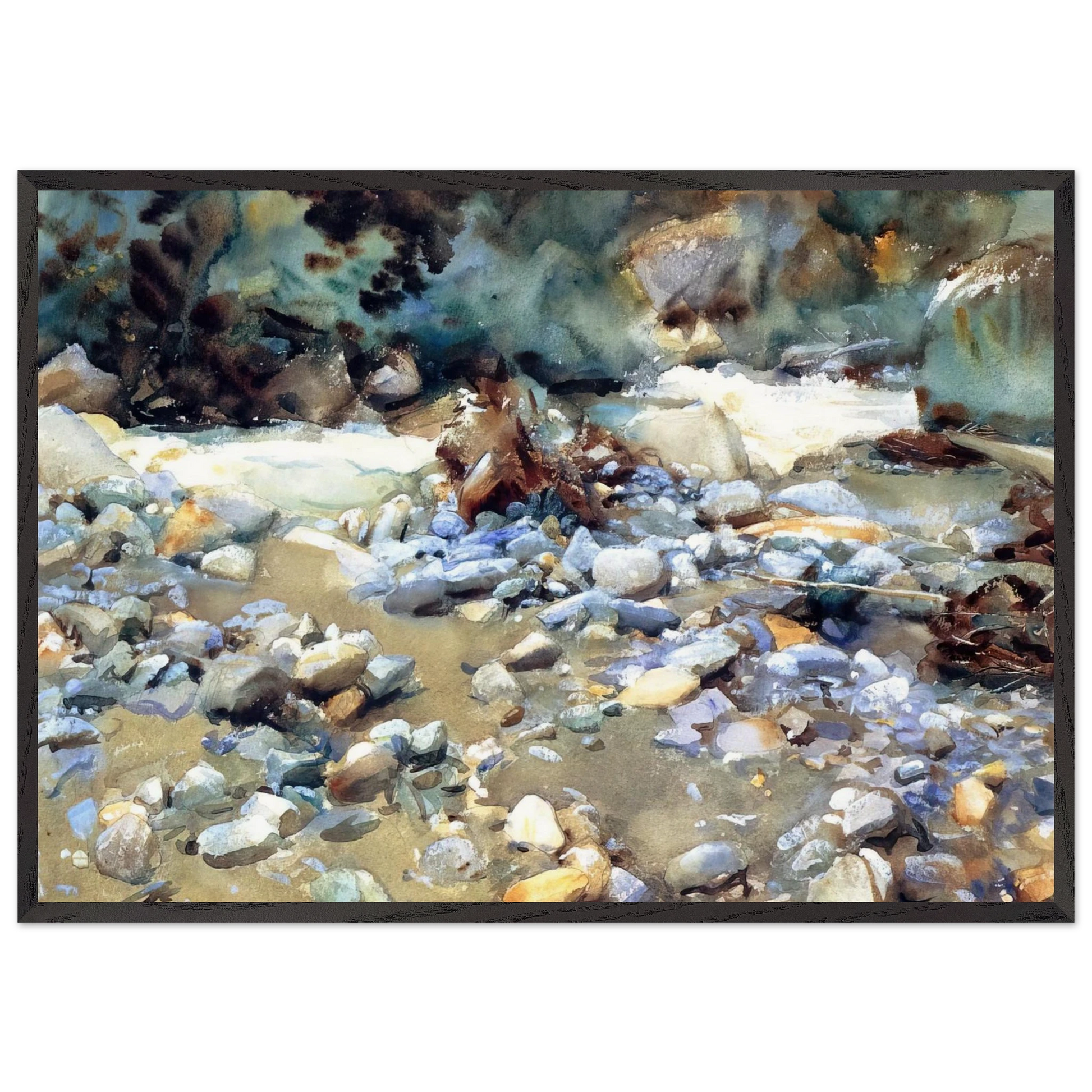 Purtud Bed of a Glacier Torrent - John Singer Sargent Framed Art Print – Black Wooden Frame - Default Title - -Framed Art Print