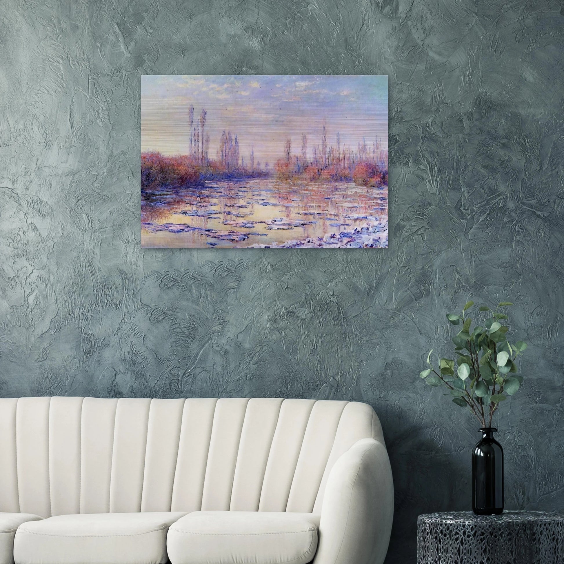 Floating Ice on the Seine - claude monet Brushed Aluminum Print - 70x100 cm / 28x40 inches | claude monet Aluminum Print | claude monet Prints