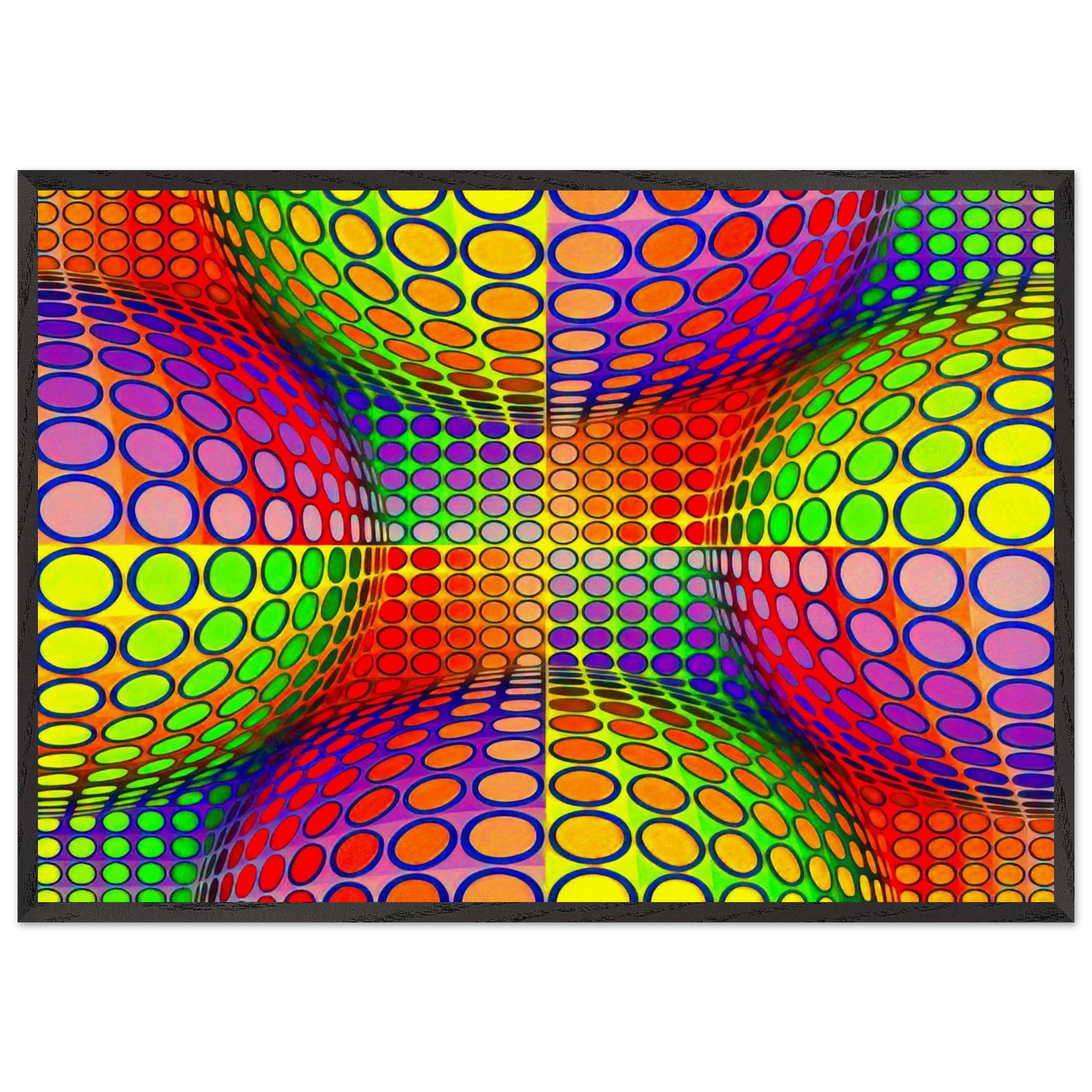 Vega-Lep - 1970 - Victor Vasarely Framed Art Print – Black Wooden Frame - Default Title - -Framed Art Print