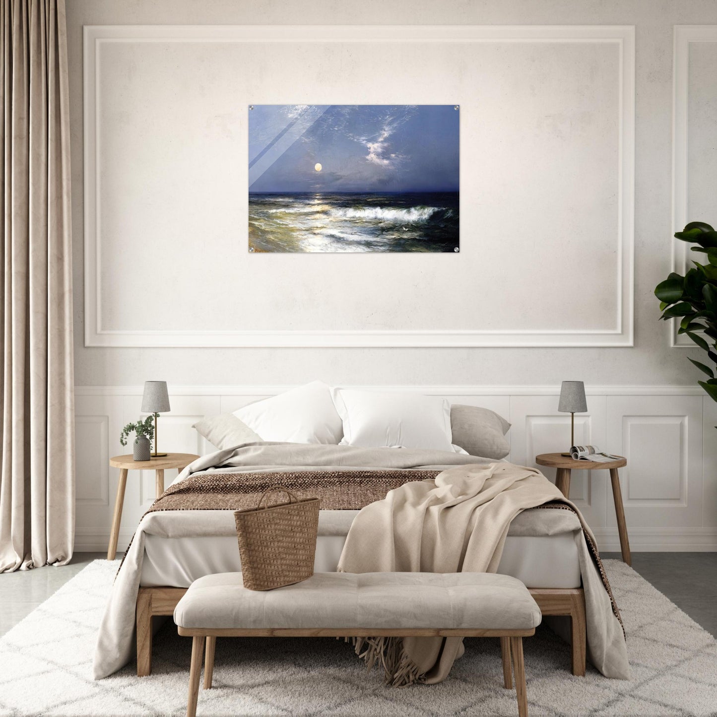 Moonlit Seascape - Thomas Moran Acrylic Print - 70x100 cm / 28x40″ inches | Thomas Moran Wall Art | Thomas Moran Prints