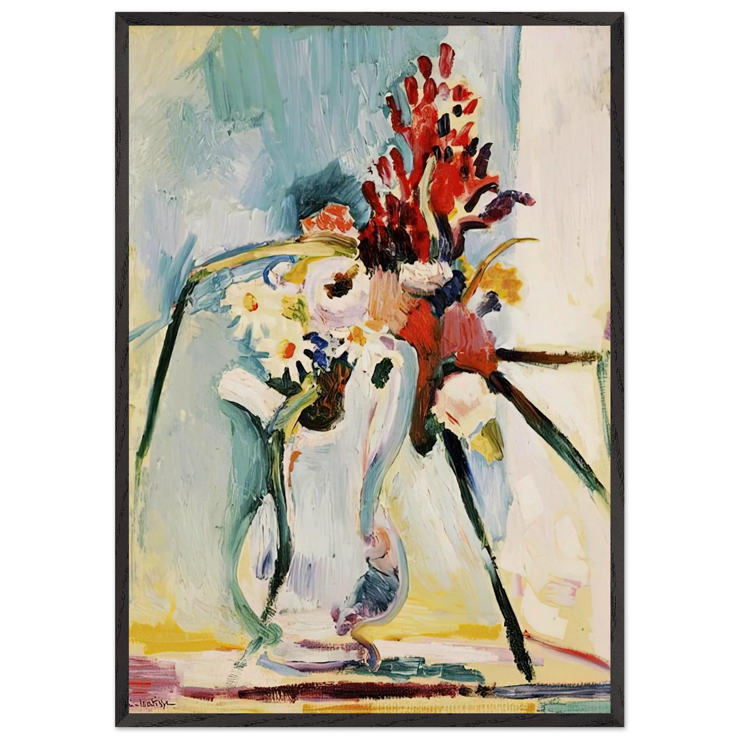 FLOWERS IN A PITCHER 1908 - Henri Matisse 70x100 cm / 28x40 inches Framed Art Print – Black Wooden Frame