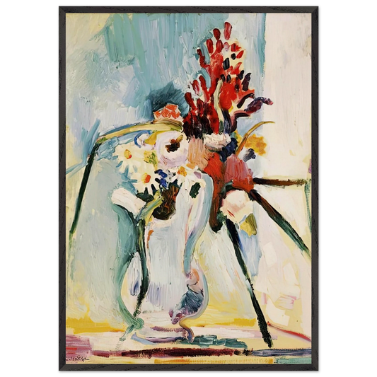 FLOWERS IN A PITCHER 1908 - Henri Matisse 70x100 cm / 28x40 inches Framed Art Print – Black Wooden Frame