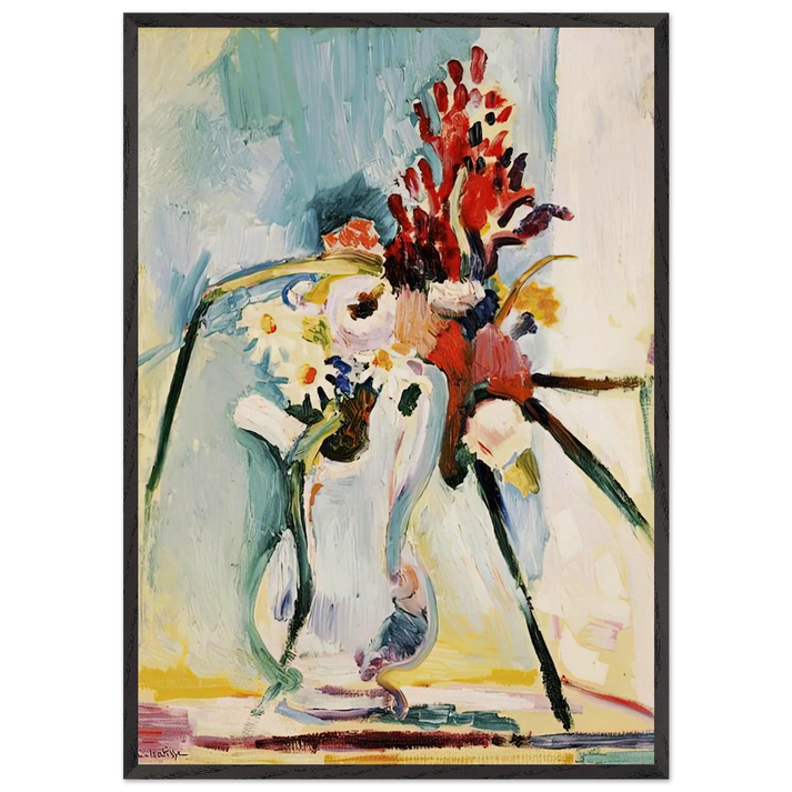FLOWERS IN A PITCHER 1908 - Henri Matisse 70x100 cm / 28x40 inches Framed Art Print – Black Wooden Frame