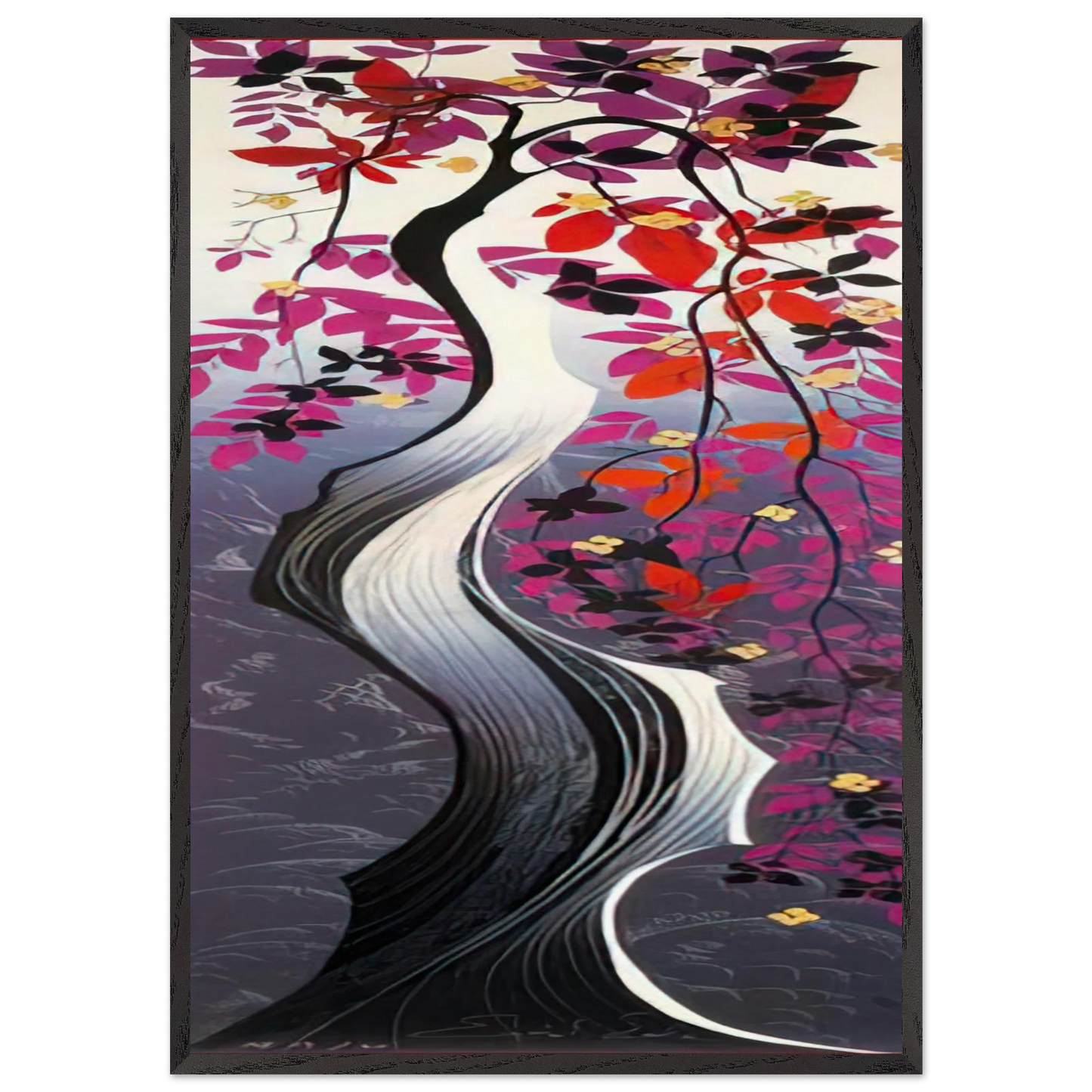 Twisted Tree - Eyvind Earle Framed Art Print – Black Wooden Frame - Default Title - -Framed Art Print