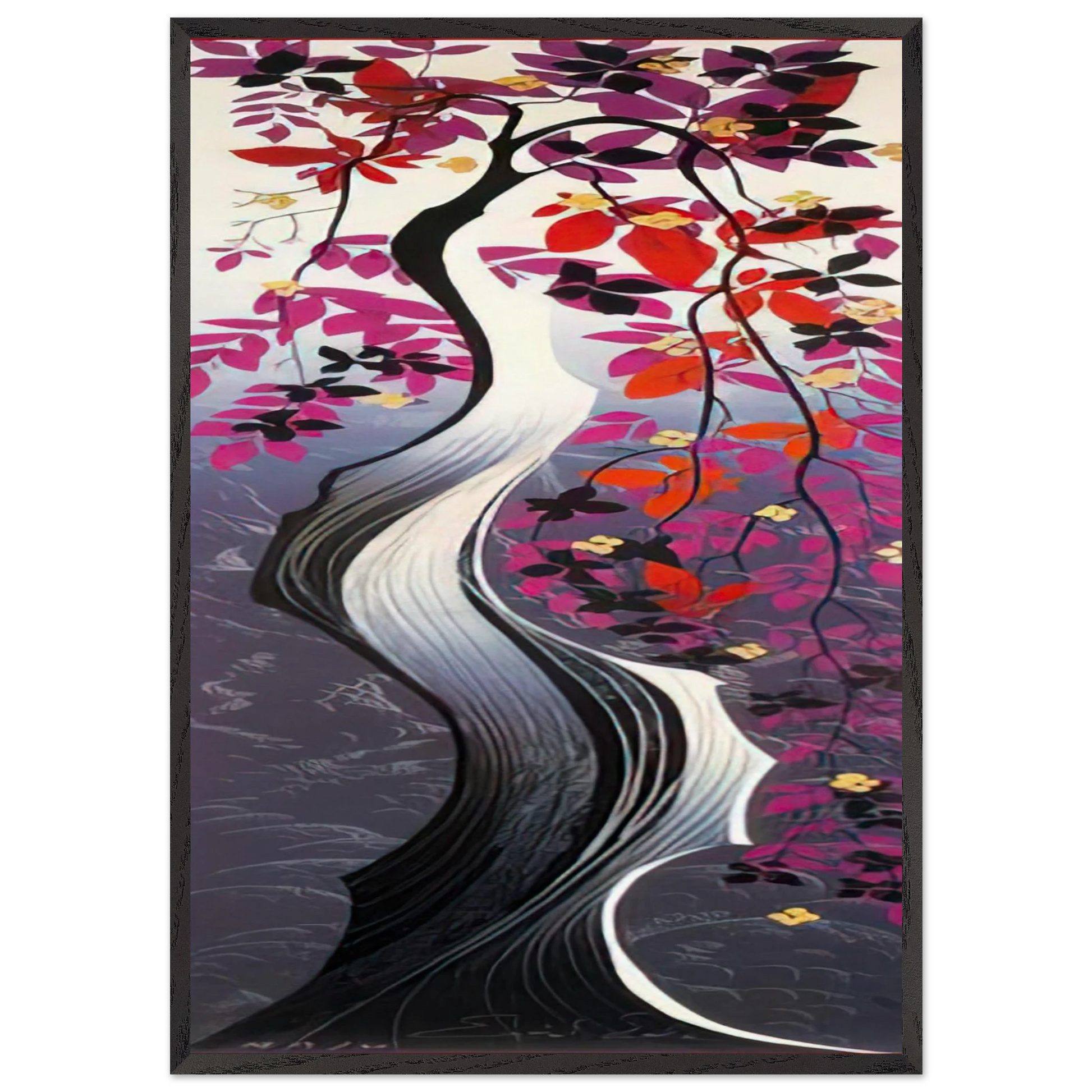 Twisted Tree - Eyvind Earle Framed Art Print – Black Wooden Frame - Default Title - -Framed Art Print