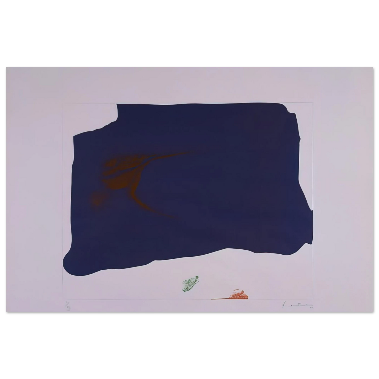 Helen Frankenthaler - Variation II on Mauve Corner - 1969 Wall art - A1 (59.4 x 84.1  cm) - Premium Wooden Framed Poster With Fine Art Paper - White frame