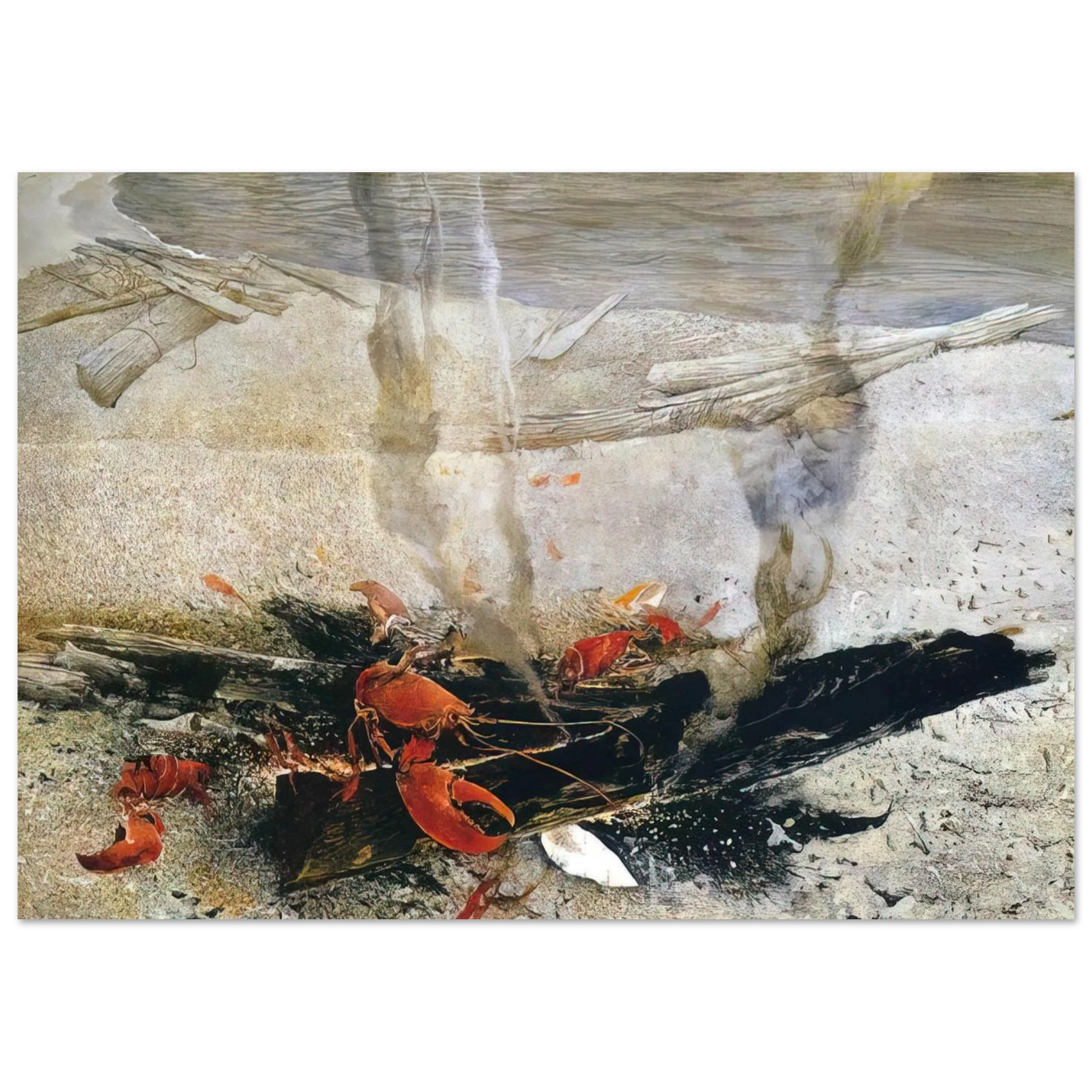Andrew Wyeth - EMBERS 2000 Wall Art - 21x29.7 cm / 8x12" - Premium Wooden Framed Poster With Fine Art Paper - White frame