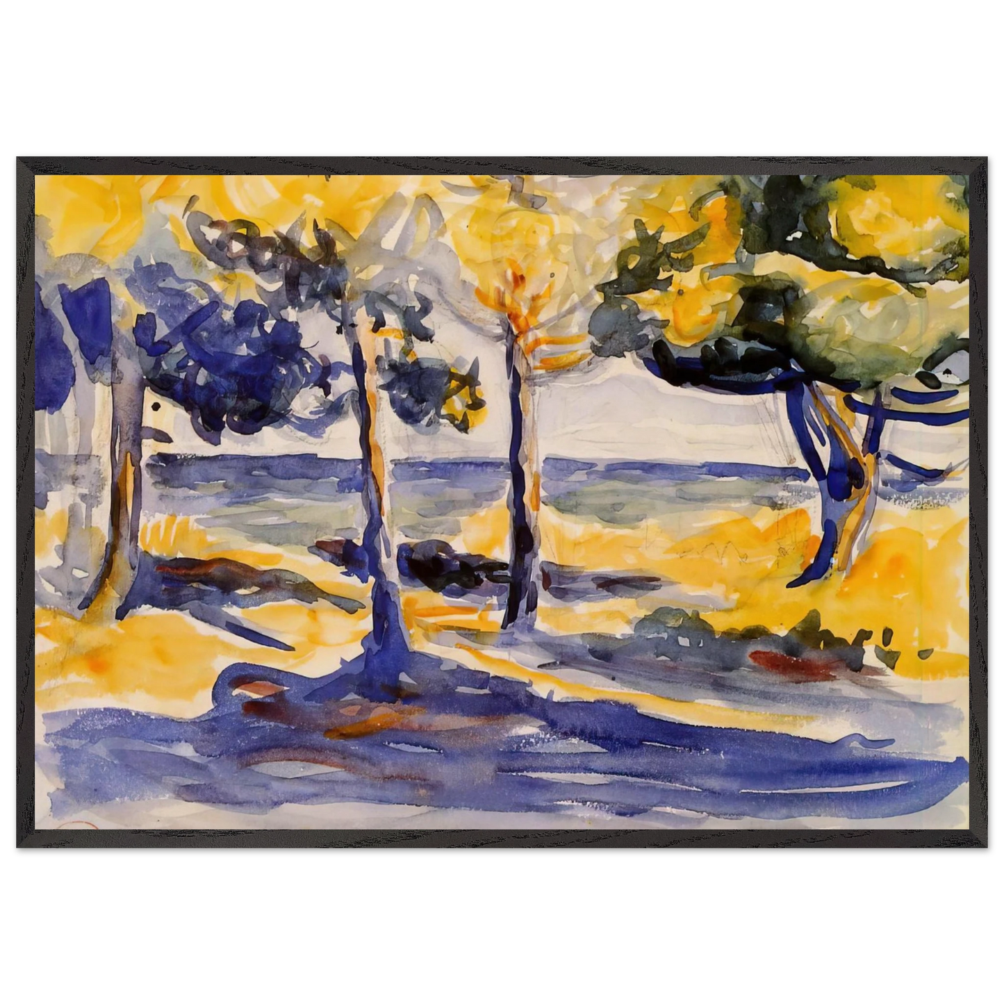 Trees by the Sea - Henri-Edmond Cross Framed Art Print – Black Wooden Frame - Default Title - -Framed Art Print