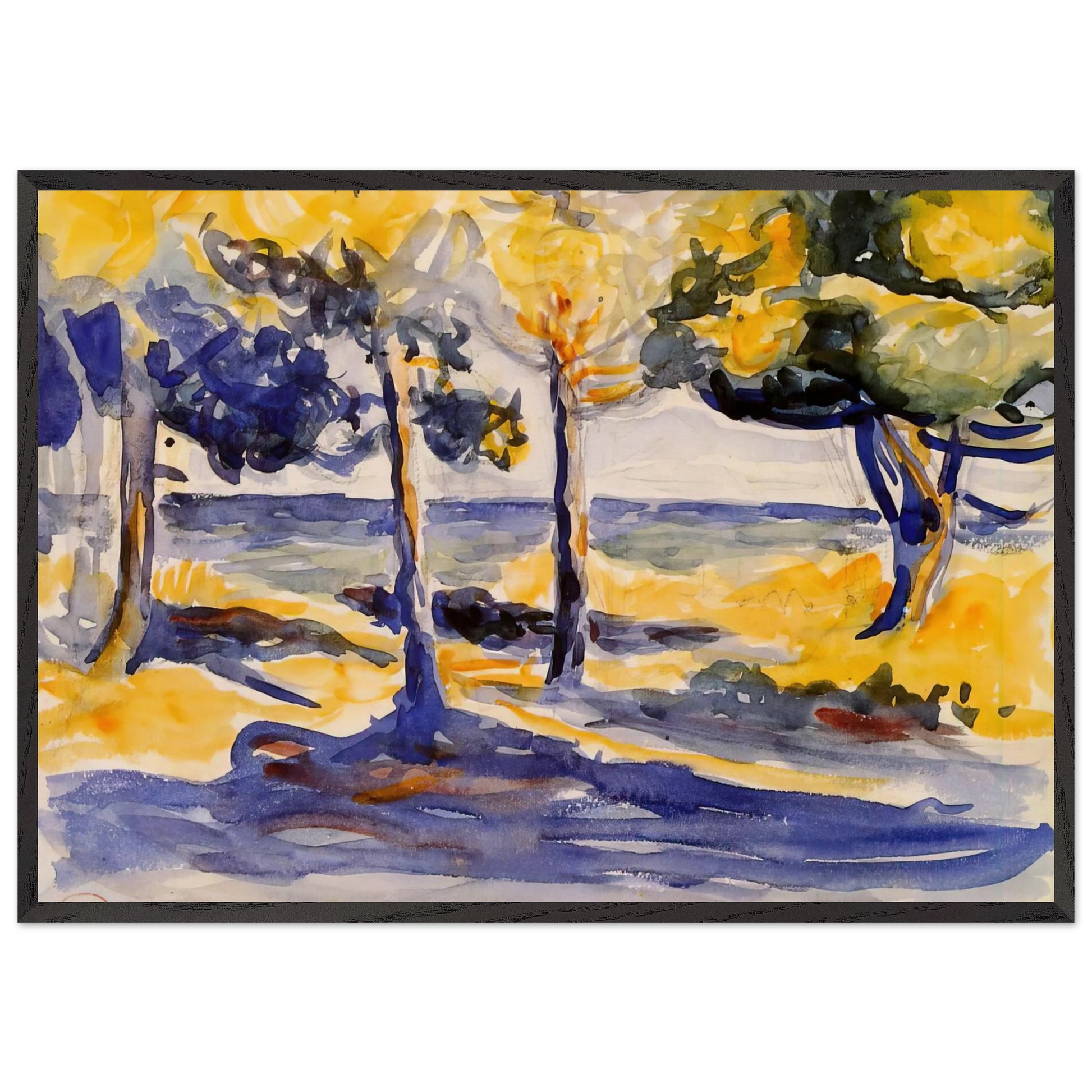 Trees by the Sea - Henri-Edmond Cross Framed Art Print – Black Wooden Frame - Default Title - -Framed Art Print