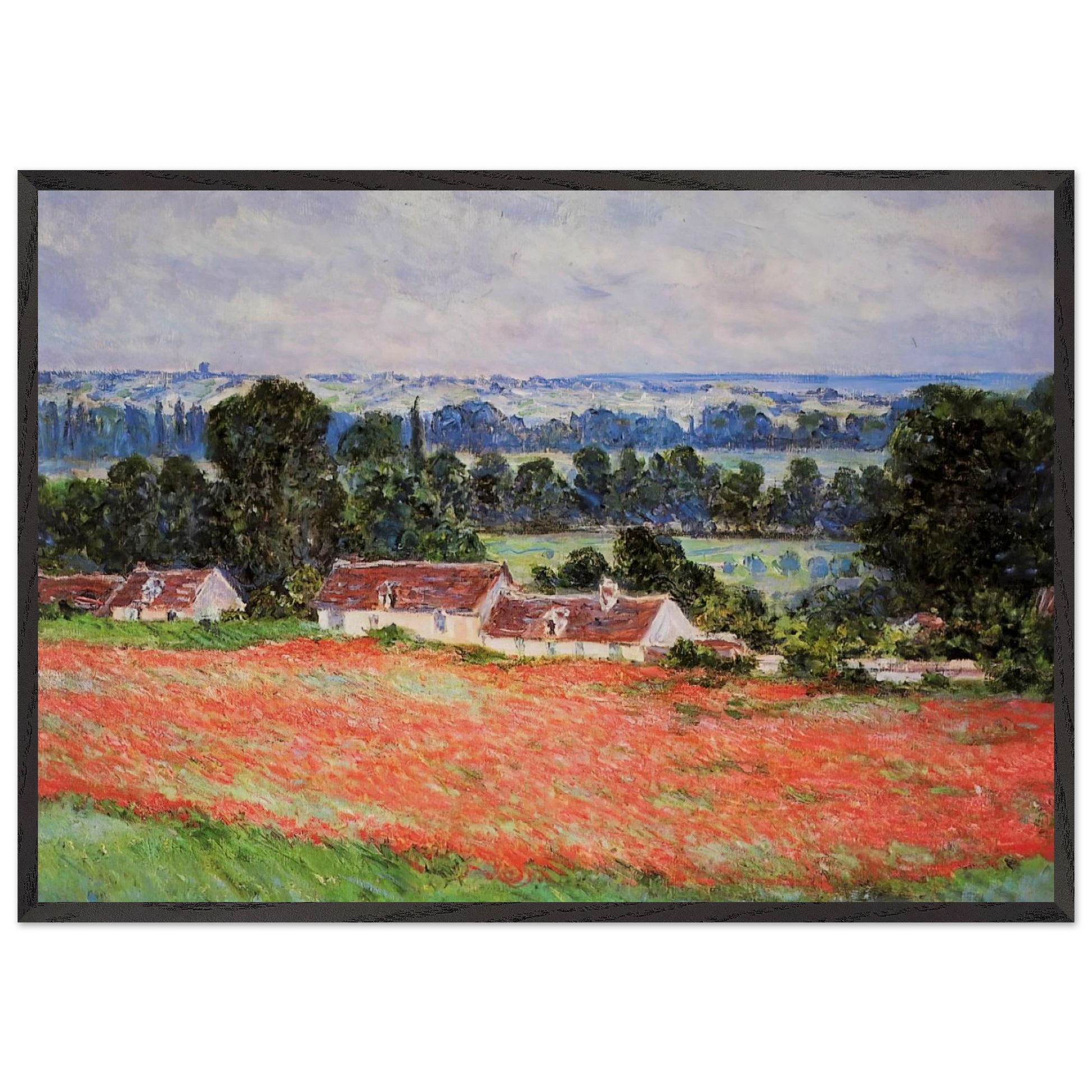 Poppy Field at Giverny - claude monet Framed Art Print – Black Wooden Frame - Default Title - -Framed Art Print