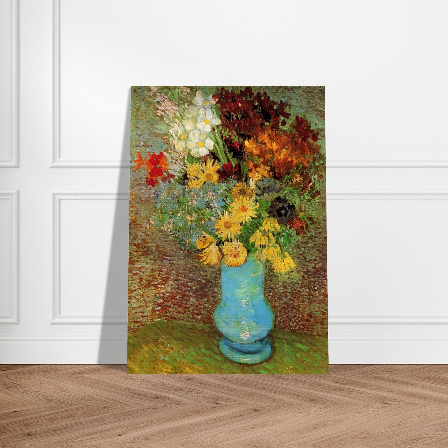 Vase with Daisies and Anemones - Vincent van Gogh Brushed Aluminum Print - 70x100 cm / 28x40 inches | Vincent van Gogh Aluminum Print | Vincent van Gogh Prints