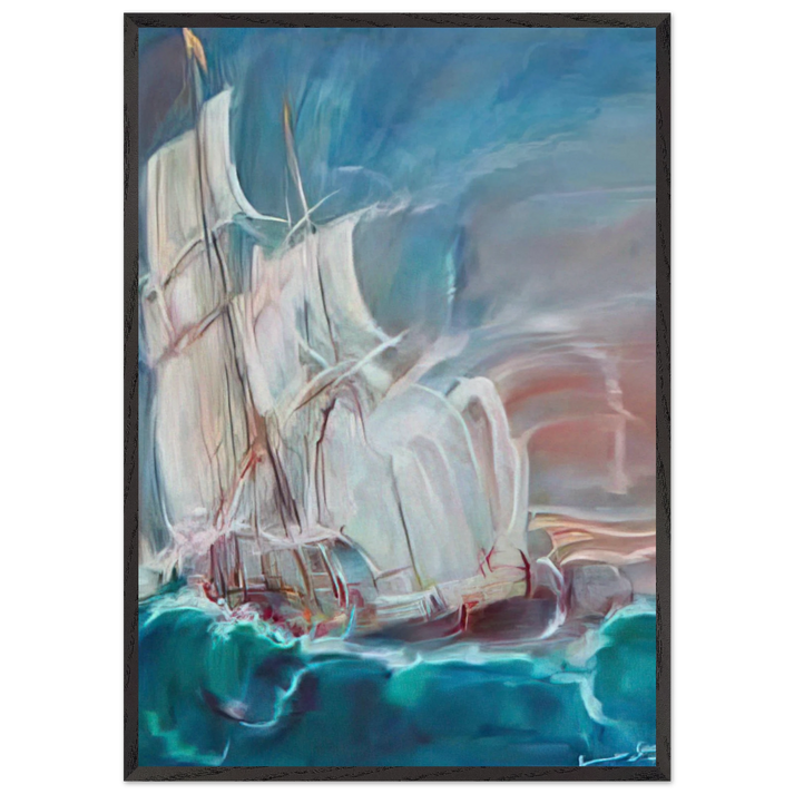 The Great Sail in the Storm - Konrad Zuse 70x100 cm / 28x40 inches Framed Art Print – Black Wooden Frame