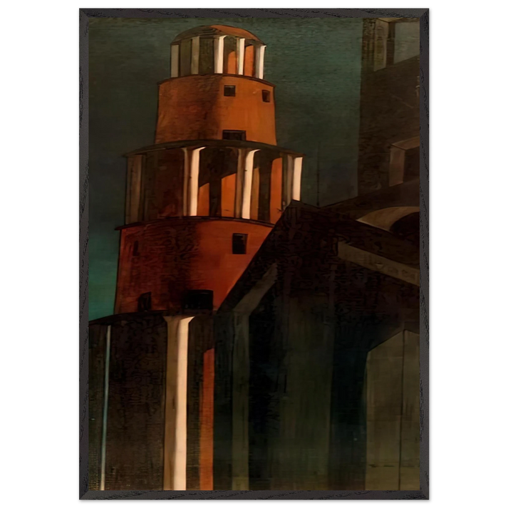 THE TOWER - Giorgio de Chirico 70x100 cm / 28x40 inches Framed Art Print – Black Wooden Frame