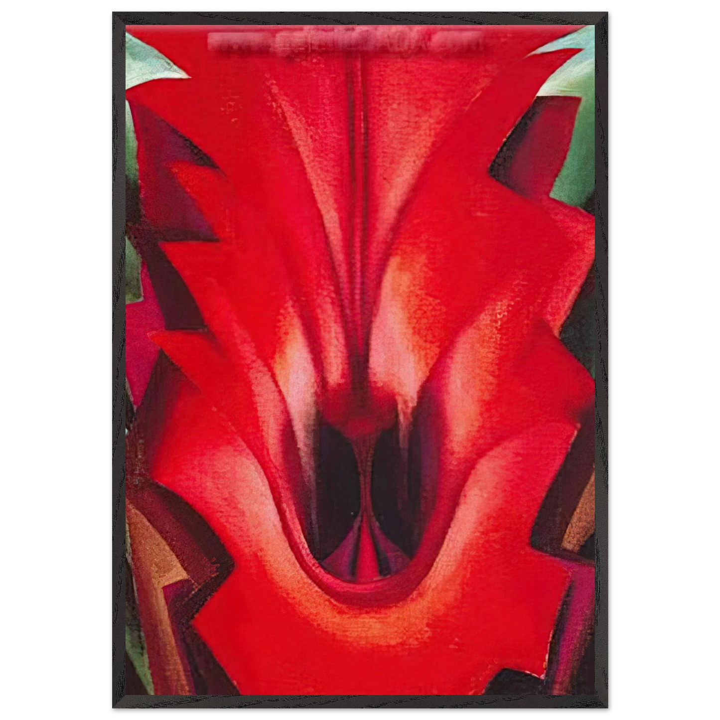 Inside Red Canna - Georgia OKeeffe 70x100 cm / 28x40 inches Framed Art Print – Black Wooden Frame