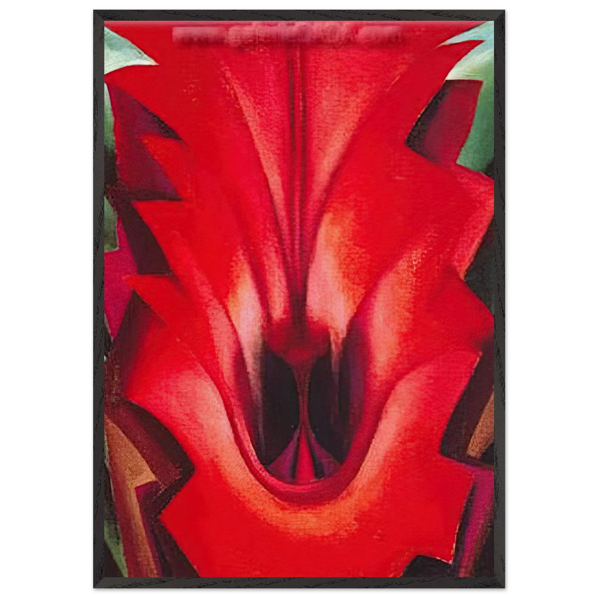 Inside Red Canna - Georgia OKeeffe 70x100 cm / 28x40 inches Framed Art Print – Black Wooden Frame