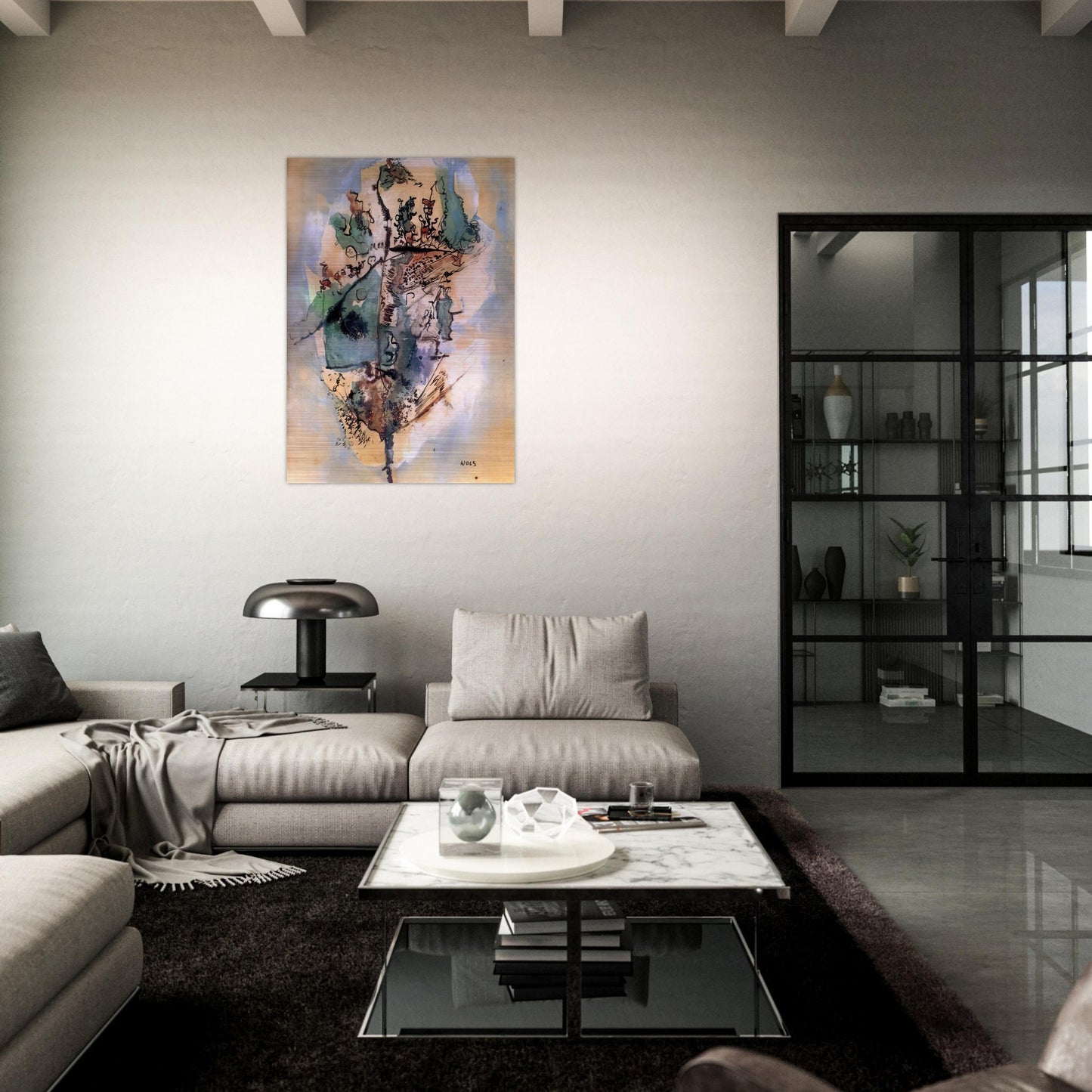 Bleu optimiste - 1951 - Wols Brushed Aluminum Print - 70x100 cm / 28x40 inches | Wols Aluminum Print | Wols Prints