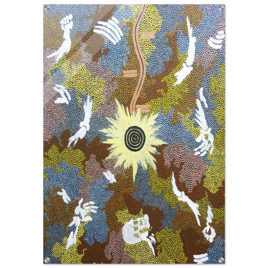 Lightning Dreaming  Mount Allen - 1990 - Clifford Possum Tjapaltjarri Acrylic Print - 70x100 cm / 28x40″ inches | Clifford Possum Tjapaltjarri Wall Art | Clifford Possum Tjapaltjarri Prints