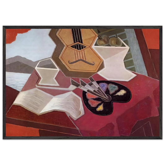 TABLE OVERLOOKING THE SEA 1925 - Juan Gris Framed Art Print – Black Wooden Frame - Default Title - -Framed Art Print