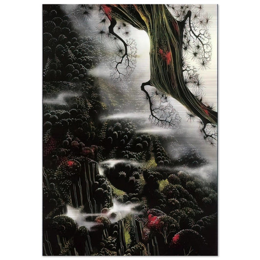 Wisps of Fog and Branch - Eyvind Earle Brushed Aluminum Print - 70x100 cm / 28x40 inches | Eyvind Earle Aluminum Print | Eyvind Earle Prints