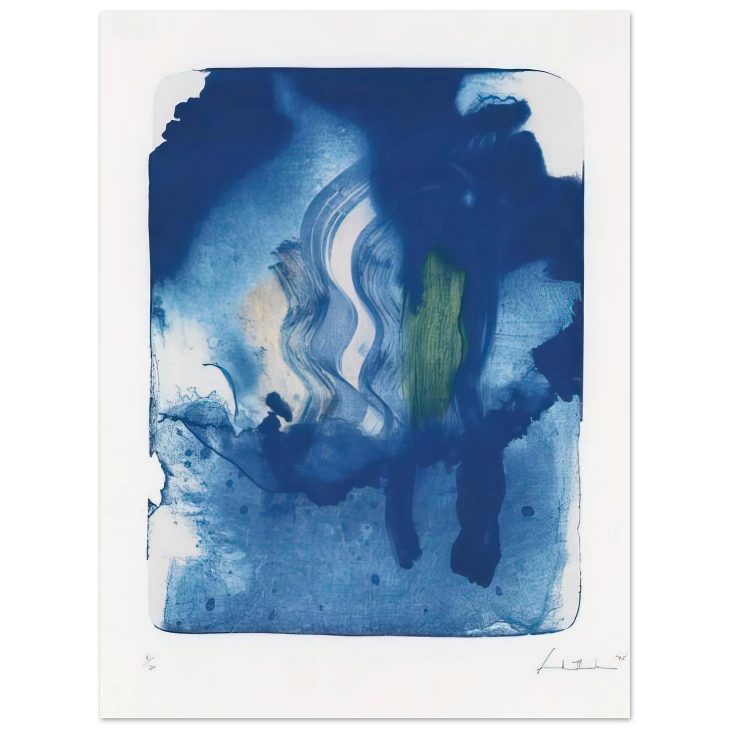 Helen Frankenthaler - Reflections V - 1995 Wall art - A3 (29.7 x 42  cm) - Premium Wooden Framed Poster With Fine Art Paper - Black frame