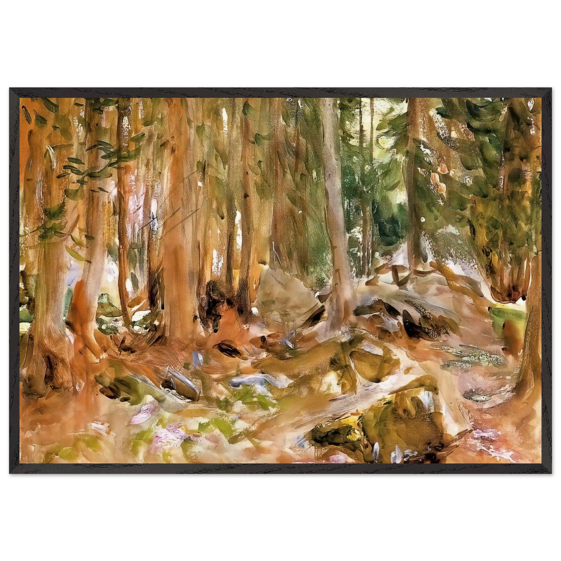 Pine Forest - John Singer Sargent Framed Art Print – Black Wooden Frame - Default Title - -Framed Art Print
