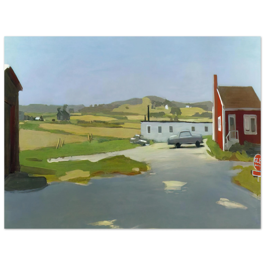 Fairfield Porter - LONG ISLAND LANDSCAPE WITH RED BUILDING 1962 Fine Art Poster - Default Title
