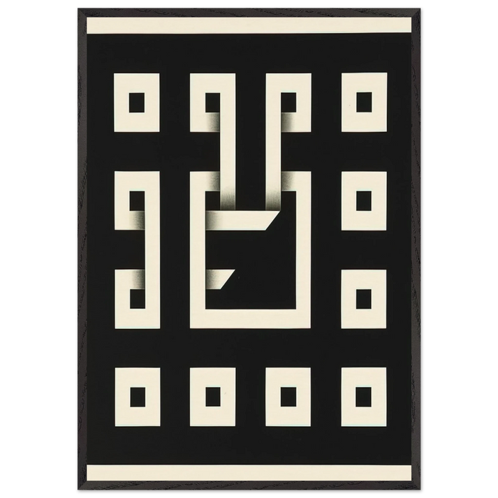 Clandestine Game XI - 1968 - Omar Rayo 70x100 cm / 28x40 inches Framed Art Print – Black Wooden Frame