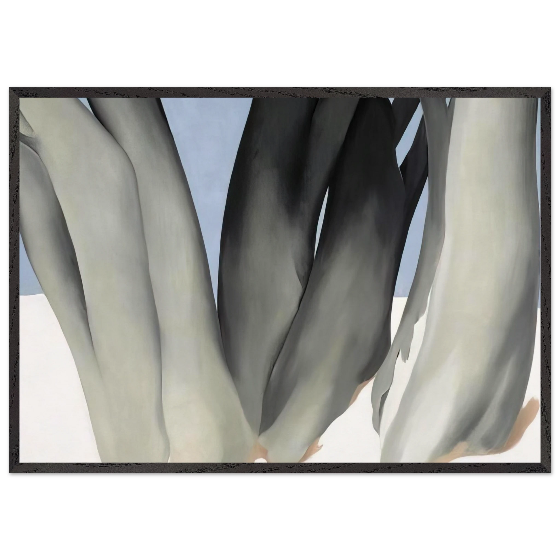 Bare Tree Trunks with Snow - Georgia OKeeffe 70x100 cm / 28x40 inches Framed Art Print – Black Wooden Frame