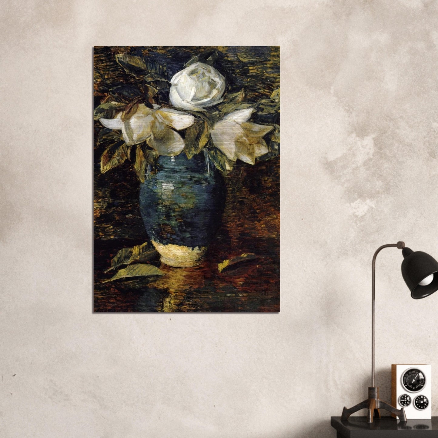 Giant Magnolias - Childe Hassam Brushed Aluminum Print - 70x100 cm / 28x40 inches | Childe Hassam Aluminum Print | Childe Hassam Prints