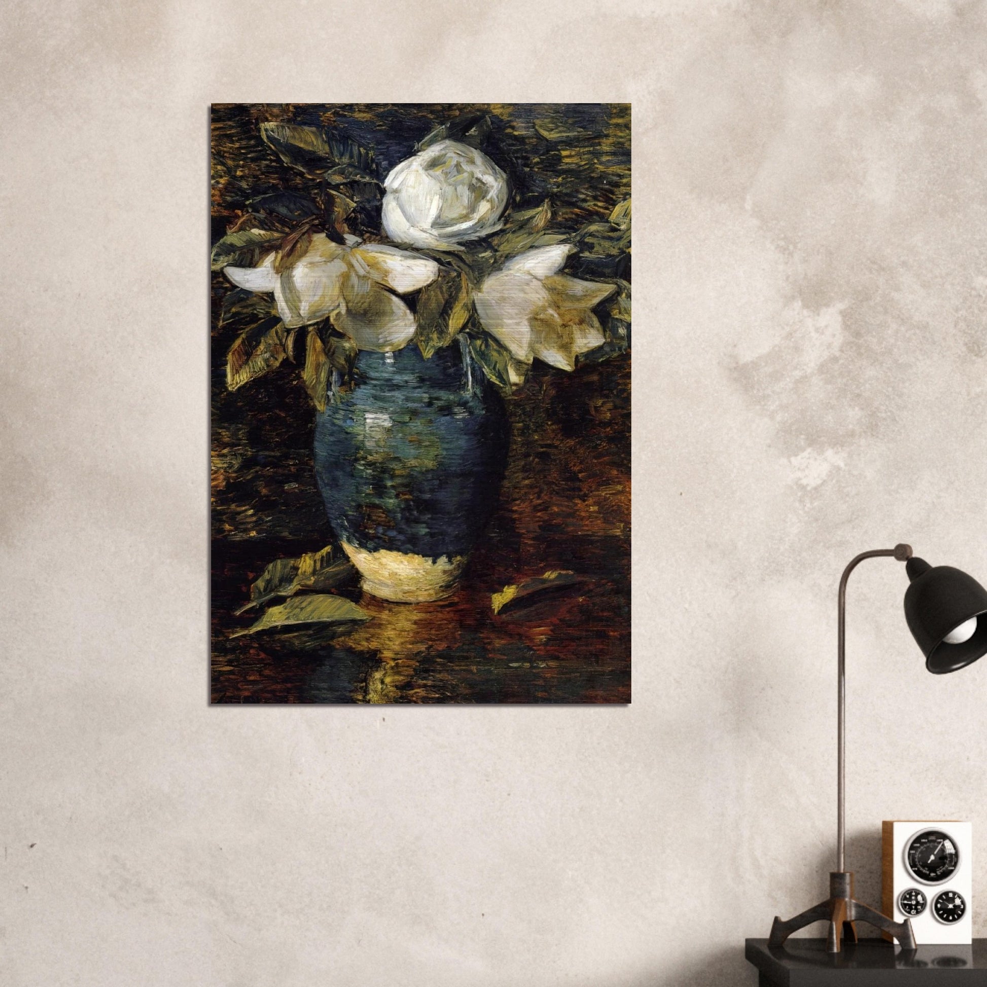 Giant Magnolias - Childe Hassam Brushed Aluminum Print - 70x100 cm / 28x40 inches | Childe Hassam Aluminum Print | Childe Hassam Prints