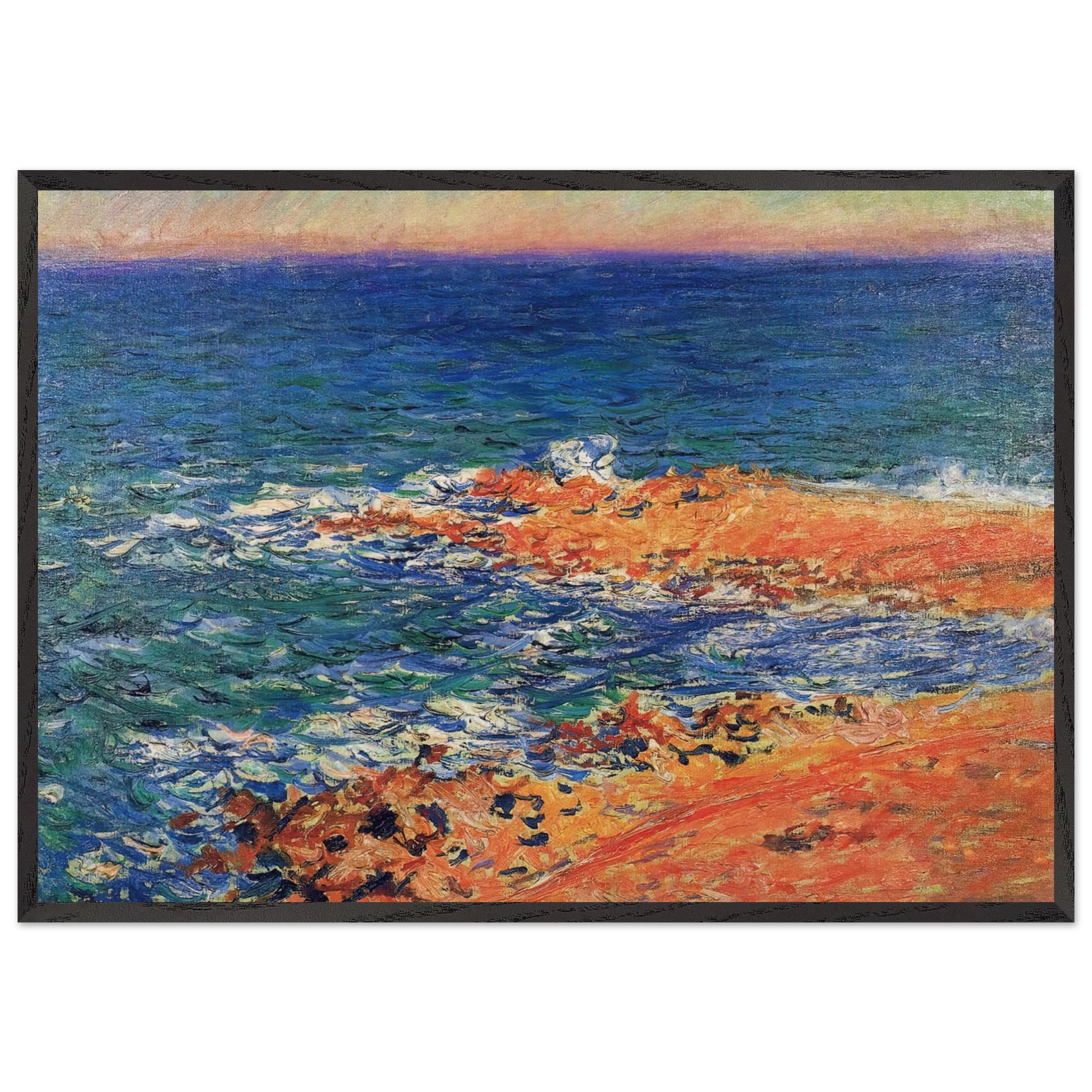 The Big Blue Sea in Antibes - claude monet Framed Art Print – Black Wooden Frame - Default Title - -Framed Art Print